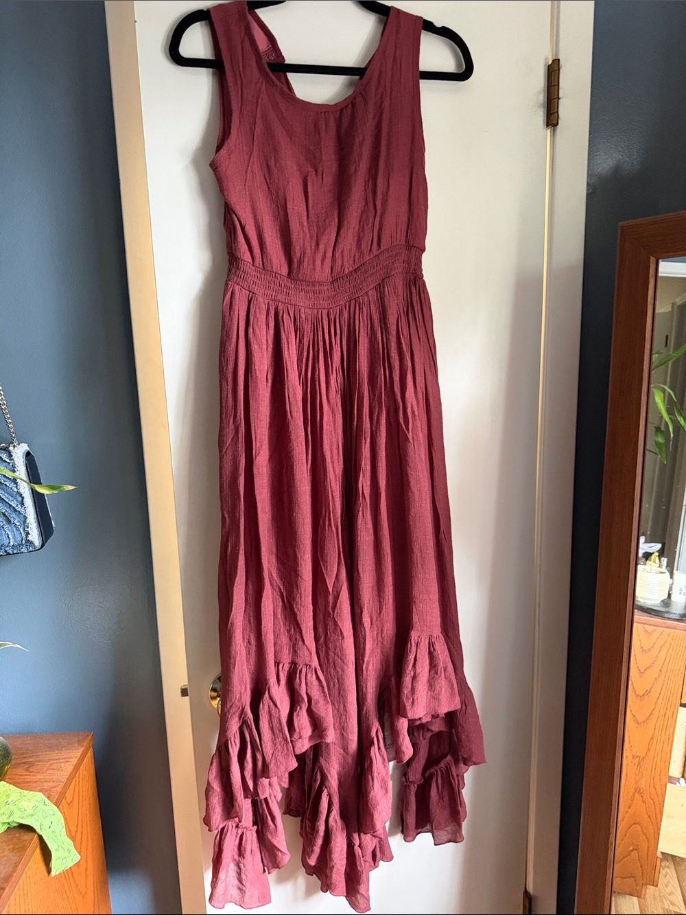 Women’s Sleeveless Ruffled Maxi Dress in Dusty Rose